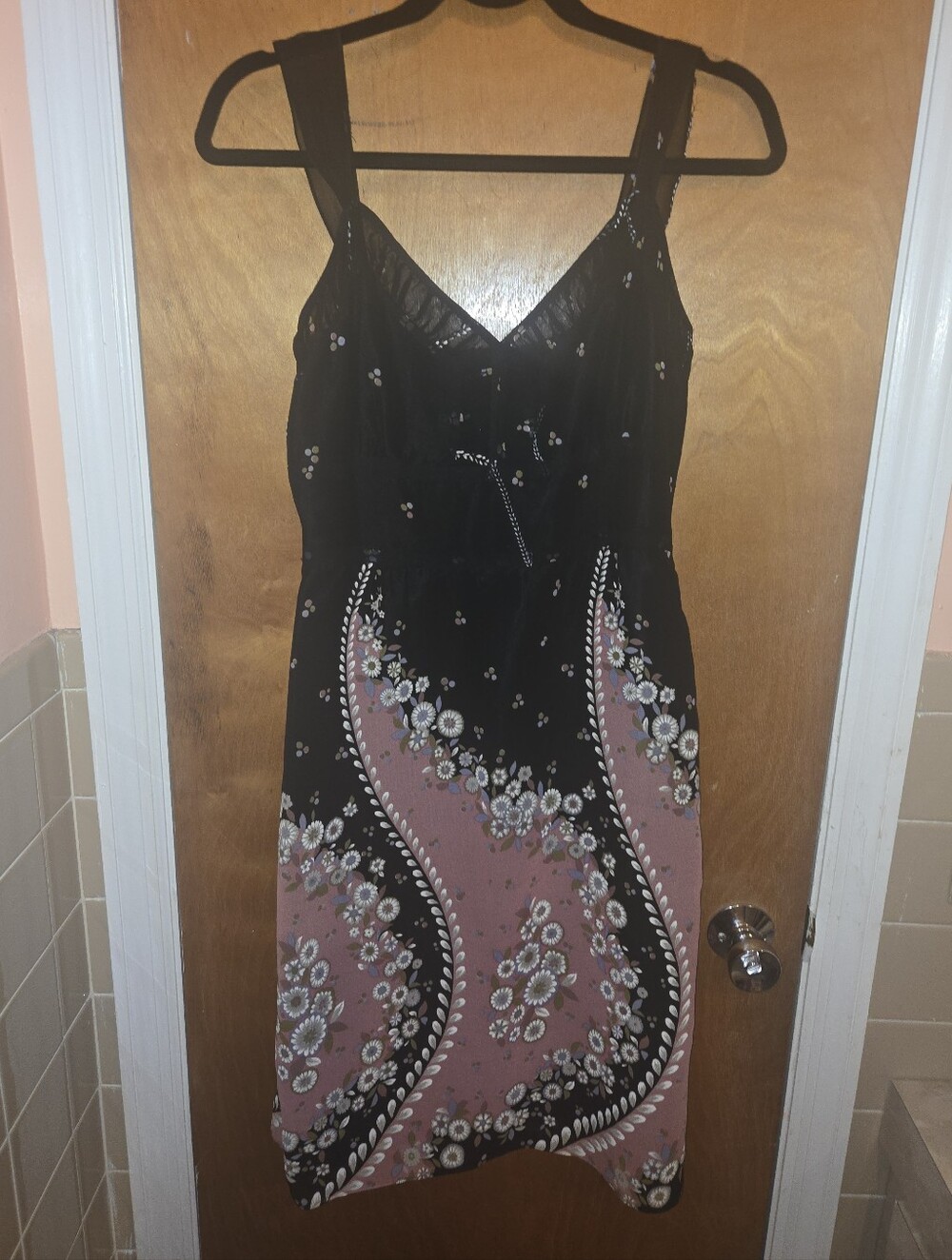 Anna Sui Vintage Women’s Silk Floral Paisley Black and Mauve Summer Dress